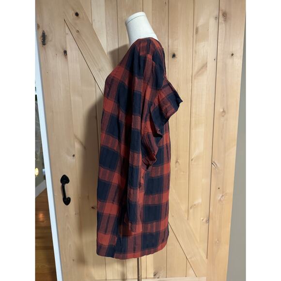 BCBGeneration | Red Black Plaid Long Sleeve Shirt Dress | Size Large - Picture 4 of 11